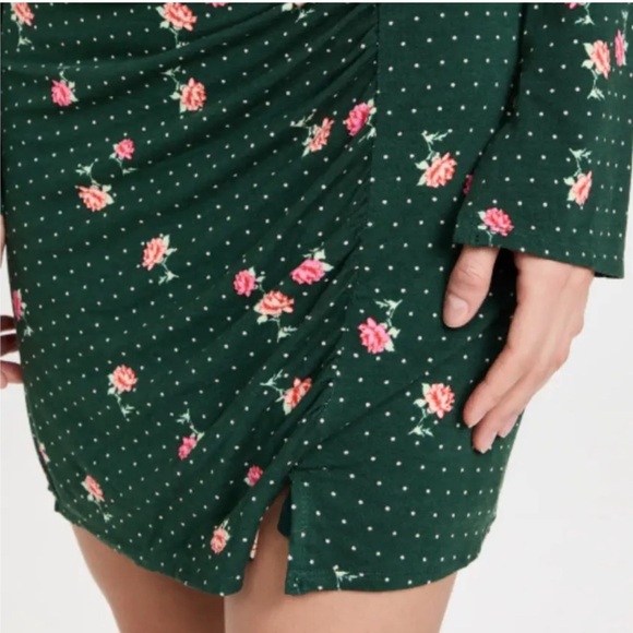 Free People Long Sleeve Dress in Green and Pink - Picture 6 of 8